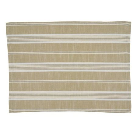 SARO LIFESTYLE SARO 5618.KH1420B 14 x 20 in. Oblong Striped Design Cotton Placemats  Khaki - Set of 4 5618.KH1420B